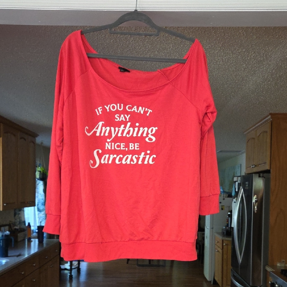 Torrid Red Sweatshirt with Sarcastic Quote